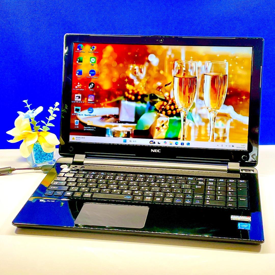 美品✨すぐ使える✨快適SSD✨Windows11✨NECノートパソコンカメラ薄型
