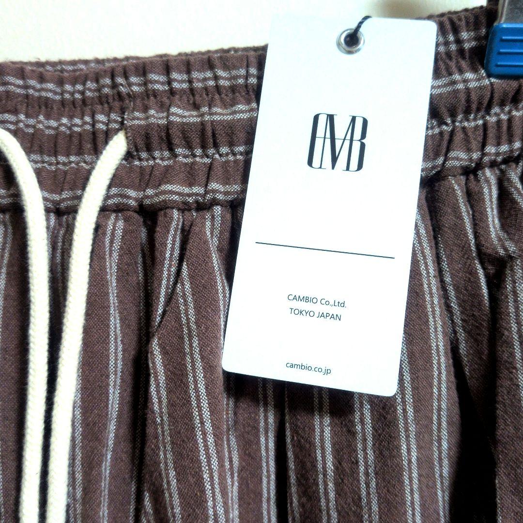新品 Cambio コットンリネンストライプバルーンパンツ Sサイズ