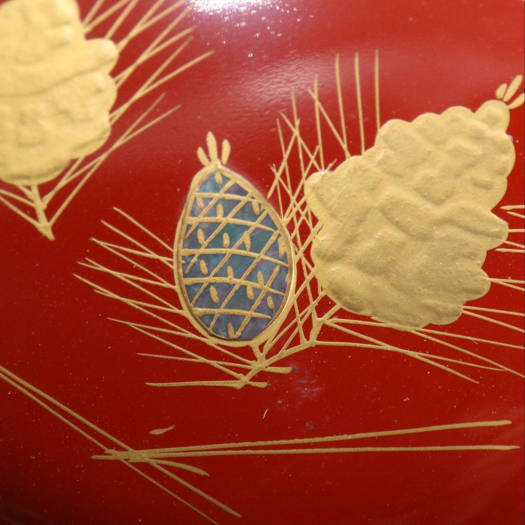 雲斎作 松蒔絵 棗 朱塗 茶道具 共箱　V879　N6