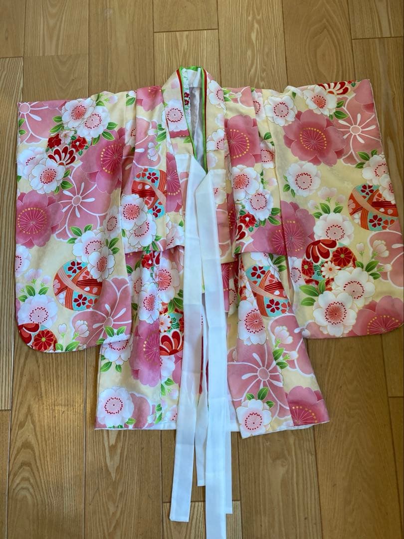 七五三用 花柄 ピンク 着物