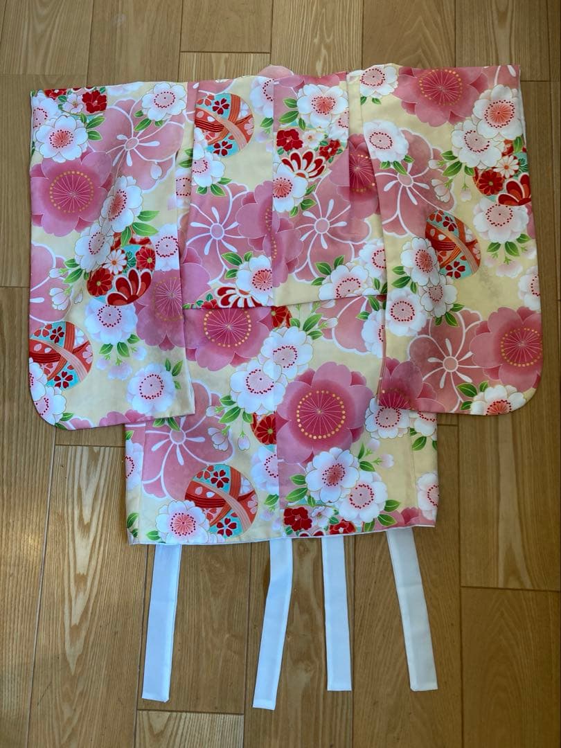七五三用 花柄 ピンク 着物