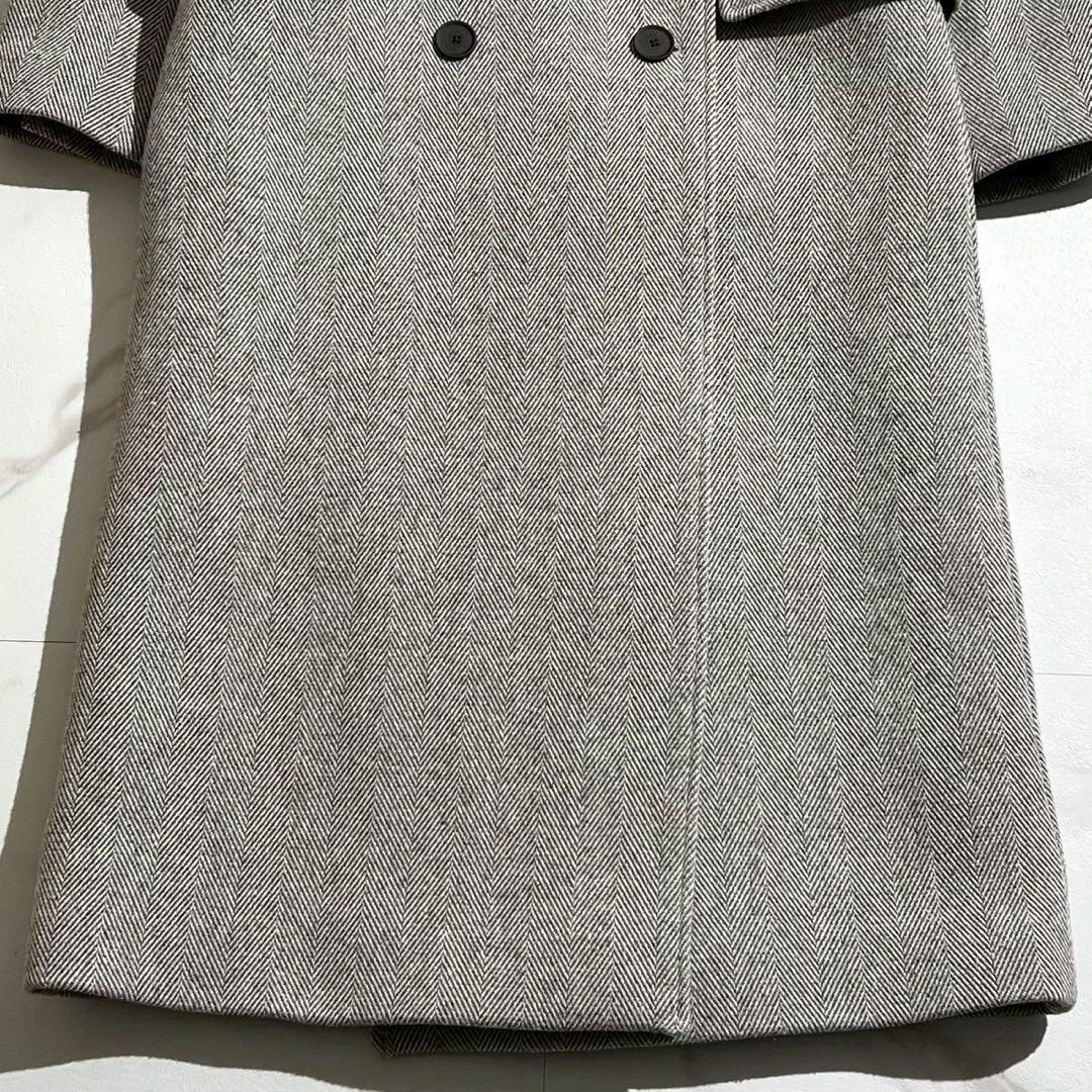 【未使用級/34】LACOSTE ラコステ チェスターコート ツイード グレー系