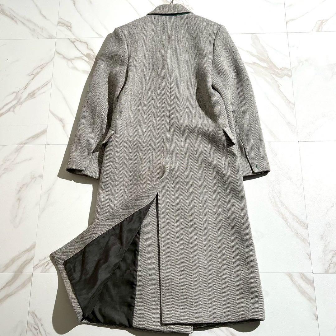 【未使用級/34】LACOSTE ラコステ チェスターコート ツイード グレー系