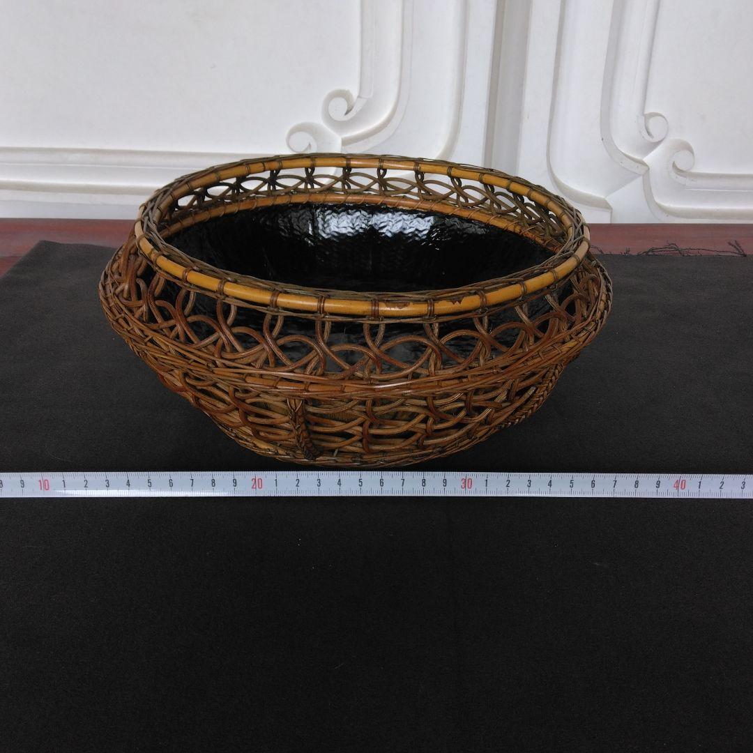 炭斗　栗田元竺　七宝編　玄々斎好