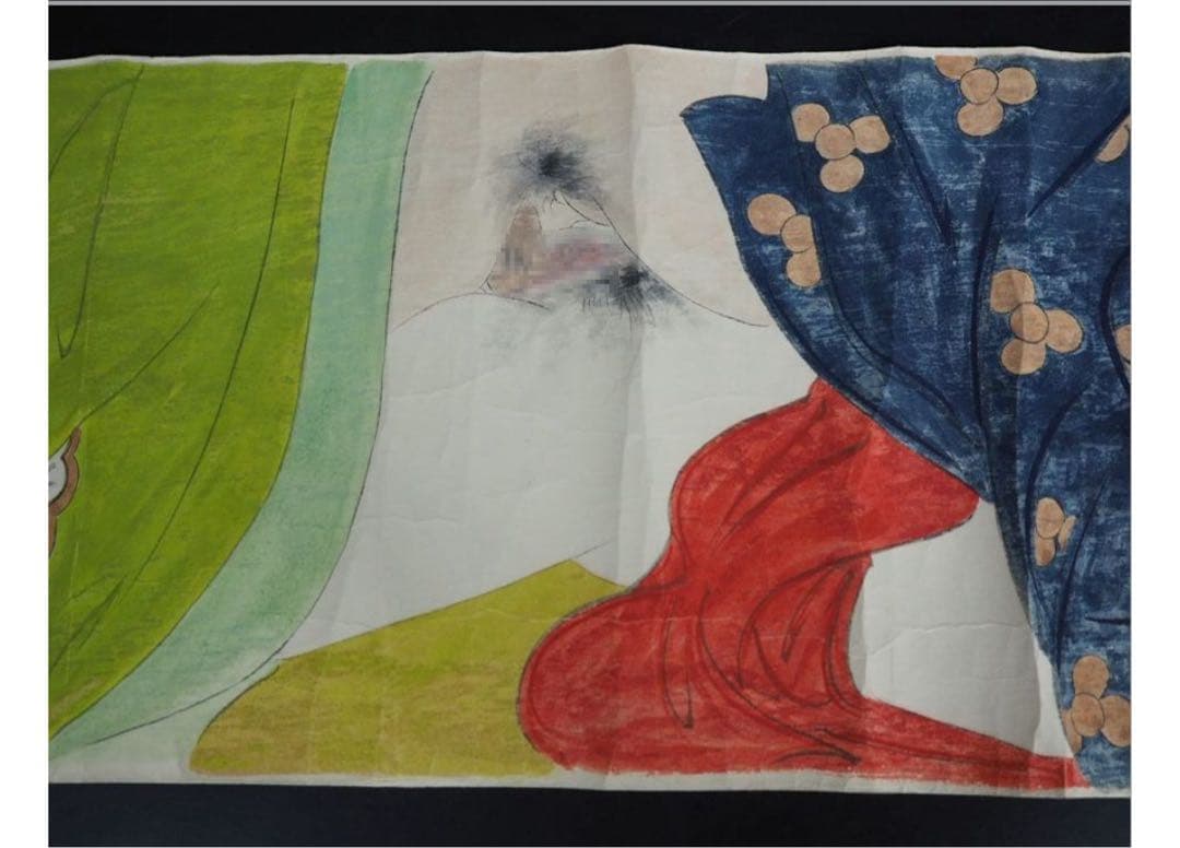 送料無料 時代物　紙本肉筆巻物　『階行竹形行の巻』　約18.5×400ｃｍ木箱付