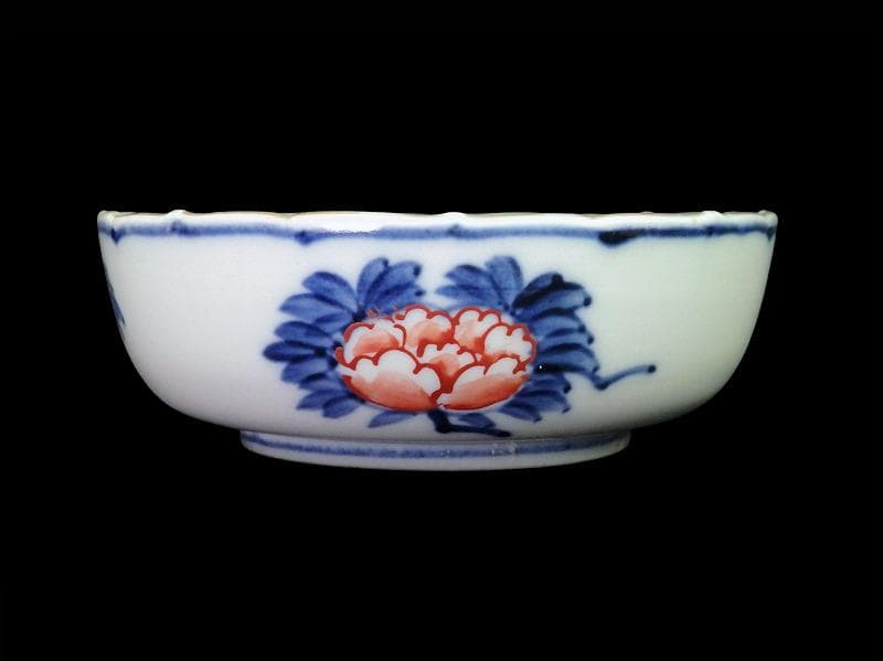 古伊万里　色絵　獅子に波千鳥の図　膾皿　春寒鉢　４客　 CZd