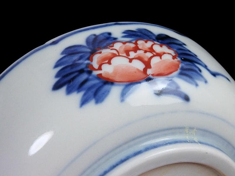 古伊万里　色絵　獅子に波千鳥の図　膾皿　春寒鉢　４客　 CZd