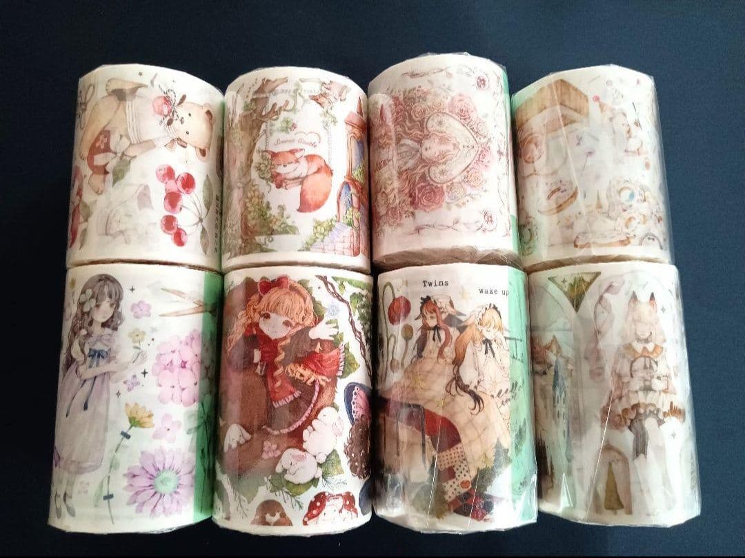 巻売セット★ 海外 マスキングテープ マステ 人物 動物 熊 狐 女の子 和紙