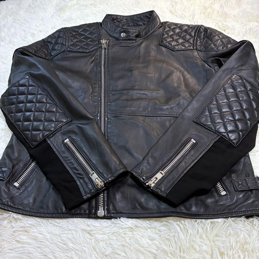 ボロンガロトレヴァー ライダース ジャケット セミダブル XL ラムレザー 黒