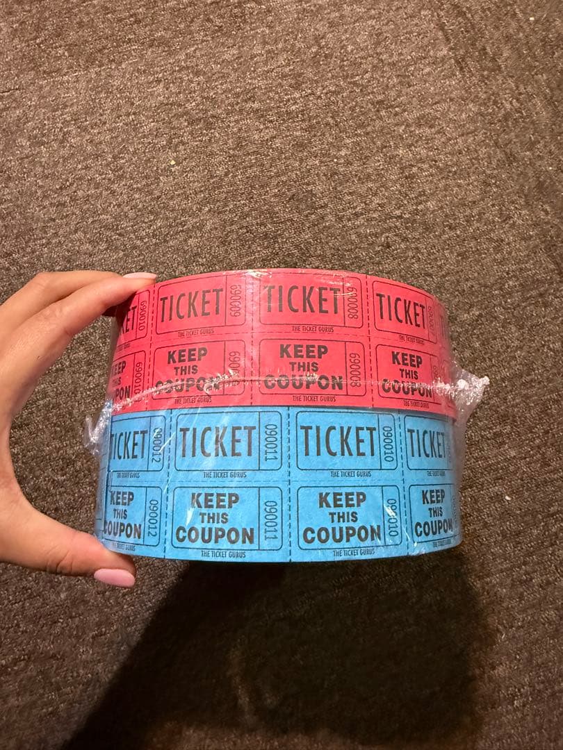 チケット 4ロール 赤 青 黄 ピンク