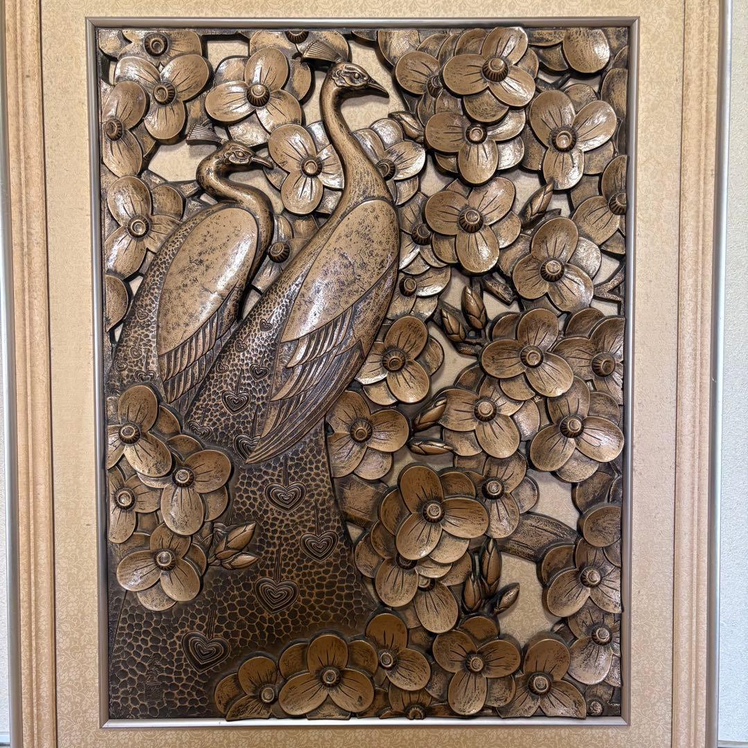 秀峰 秀峰刀 銅製　オブジェ 秀峰彫刻 アンティーク 銅 彫刻 孔雀