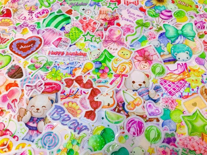 可愛いい❤️❤️フレークシール( ⸝⸝•ᴗ•⸝⸝ )くまさんと風船といっしょ♡♡