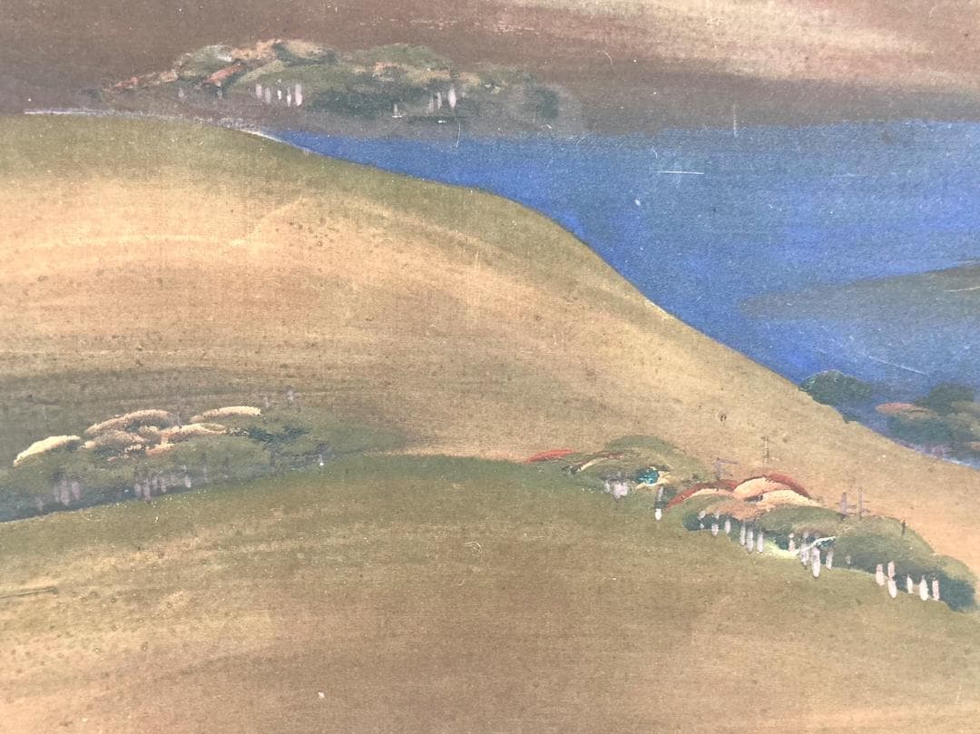 司馬江漢「富岳」掛軸 絖本 太巻 楊洲周延 極箱 二重箱：浮世絵師