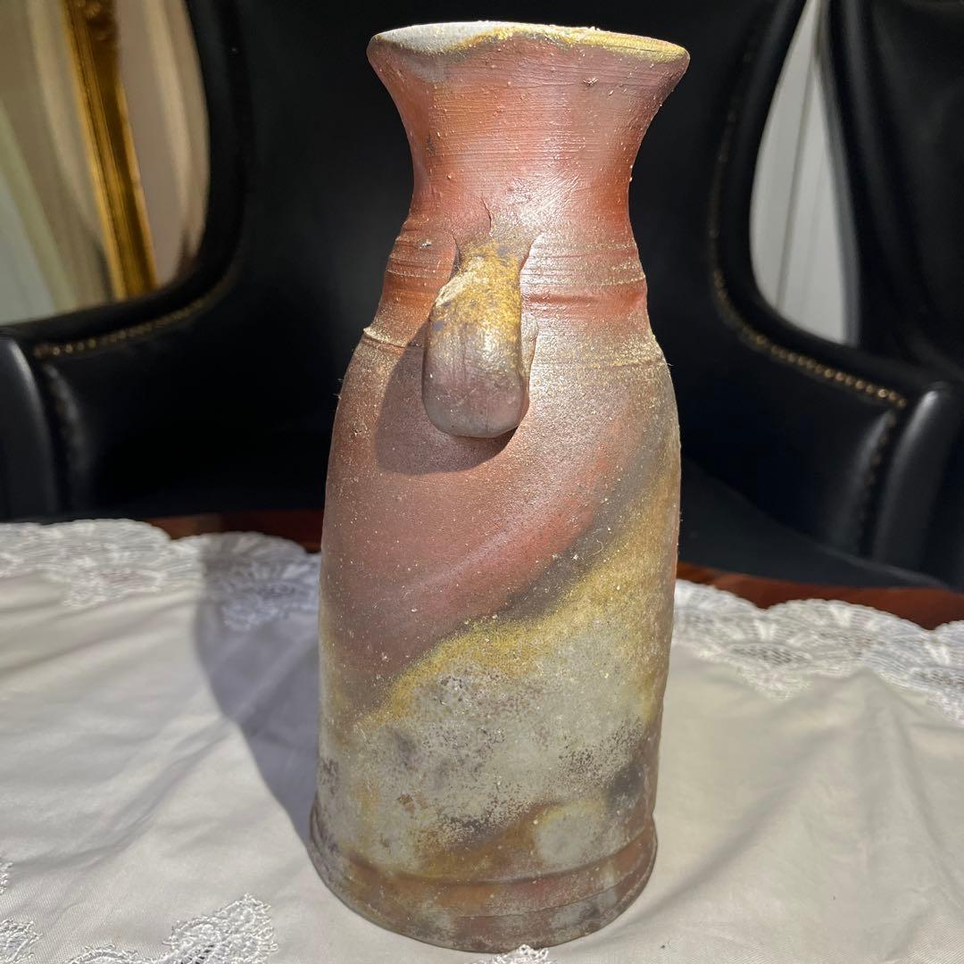 備前焼 花生 花入 耳付 作家 元箱