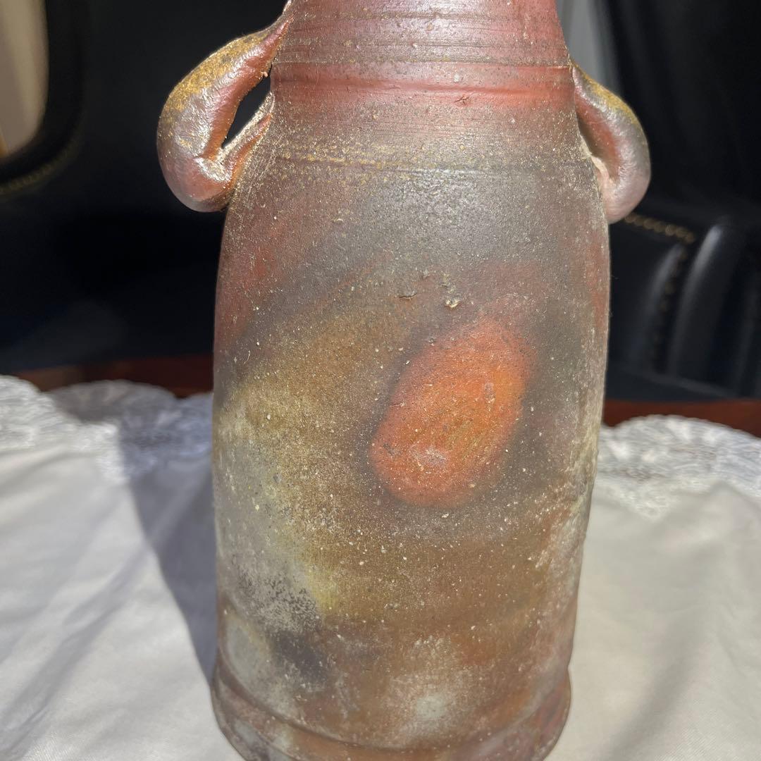 備前焼 花生 花入 耳付 作家 元箱