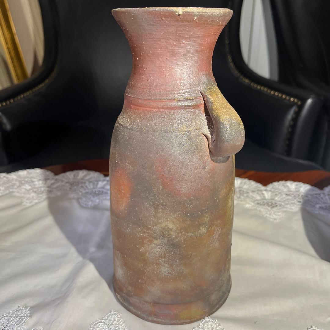 備前焼 花生 花入 耳付 作家 元箱