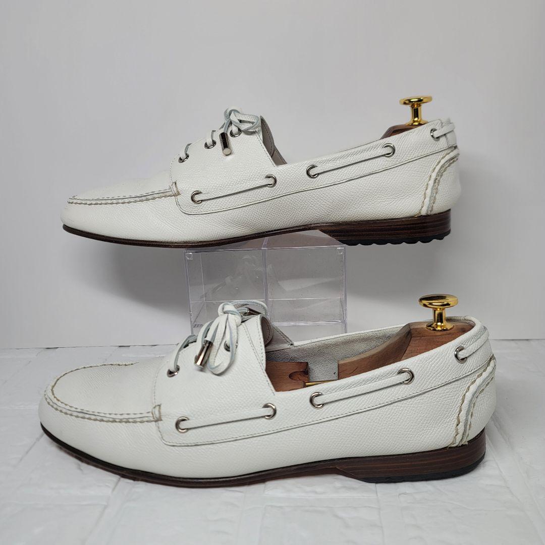 【美品】HERMES デッキシューズ 28-28.5cm向け ホワイト