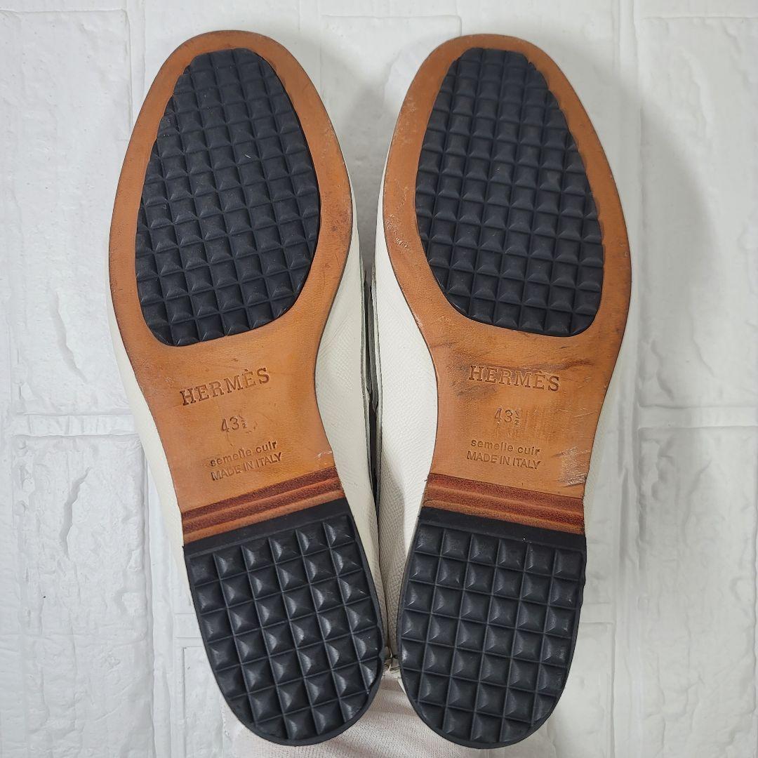 【美品】HERMES デッキシューズ 28-28.5cm向け ホワイト
