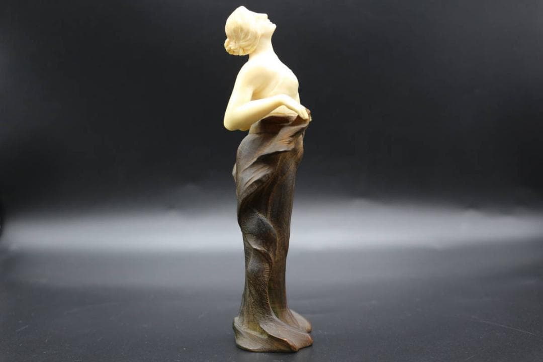 作家もの オブジェ アールヌーボー 裸婦像 木彫 彫刻 置物