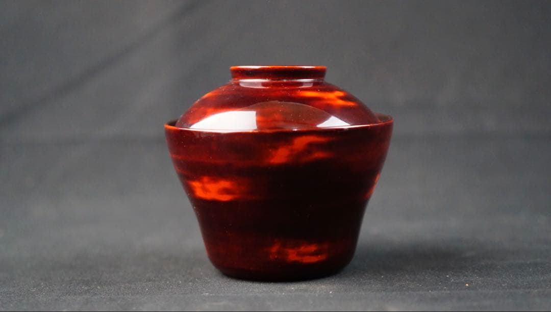 大正初期　能登輪島塗　溜塗小吸物椀　20客　共箱