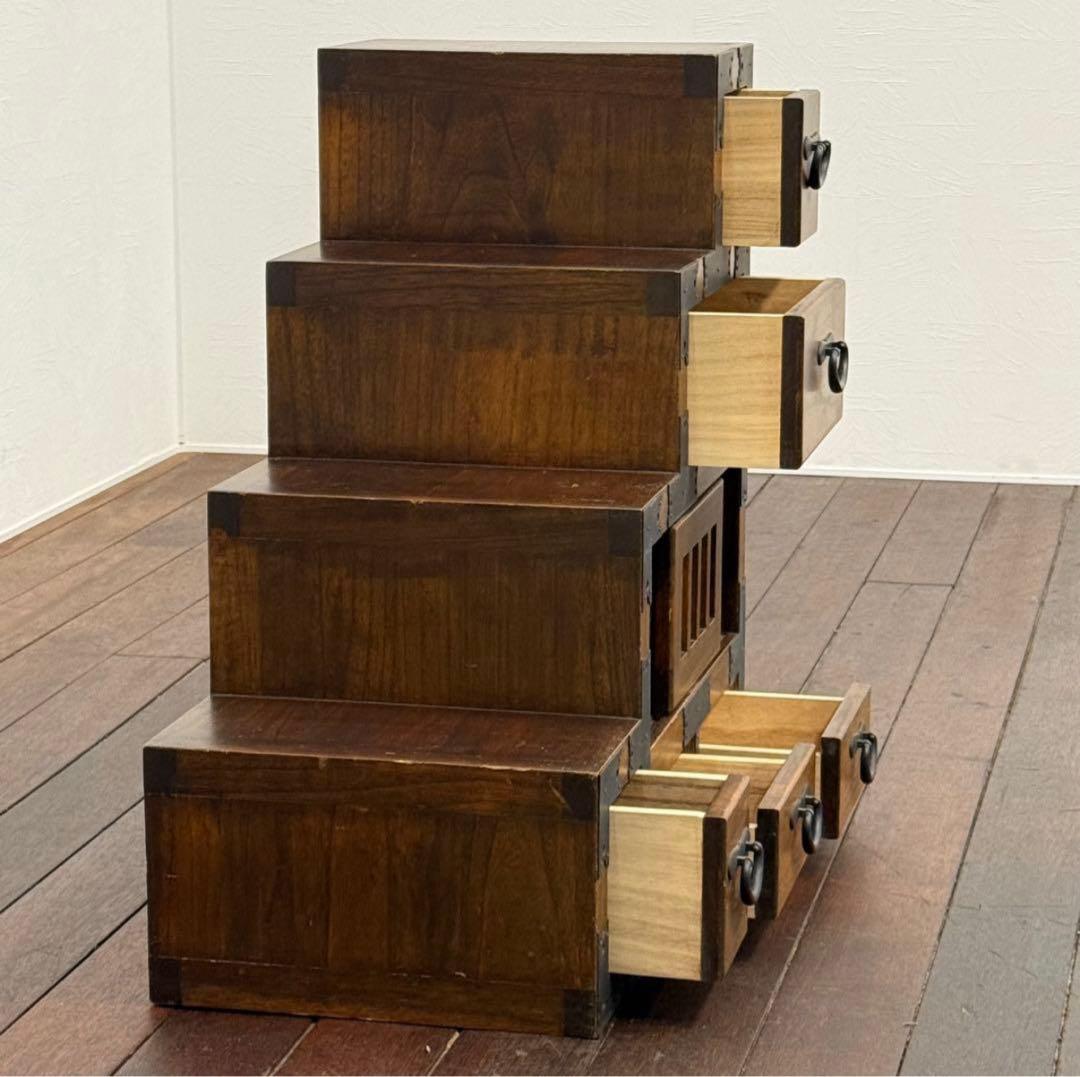 H19K25b アンティーク調 階段箪笥 4段