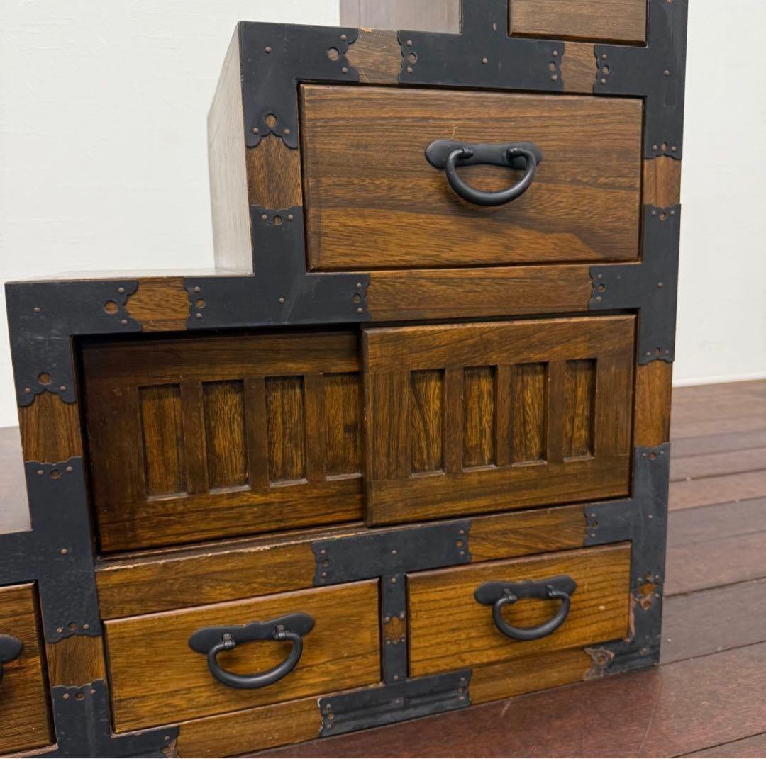 H19K25b アンティーク調 階段箪笥 4段