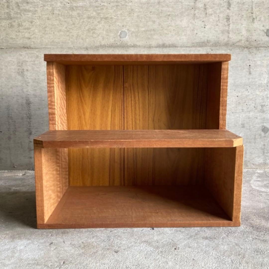 木製 ラック キャビネット 飾り棚 置物台 花台 踏み台 2段 シャビー レトロ