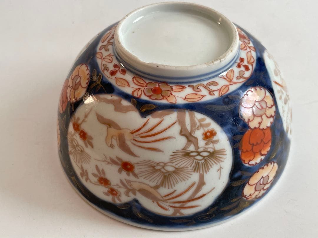 骨董　アンティーク　古伊万里　色絵　窓絵　小鳥文様　丼　鉢　深皿