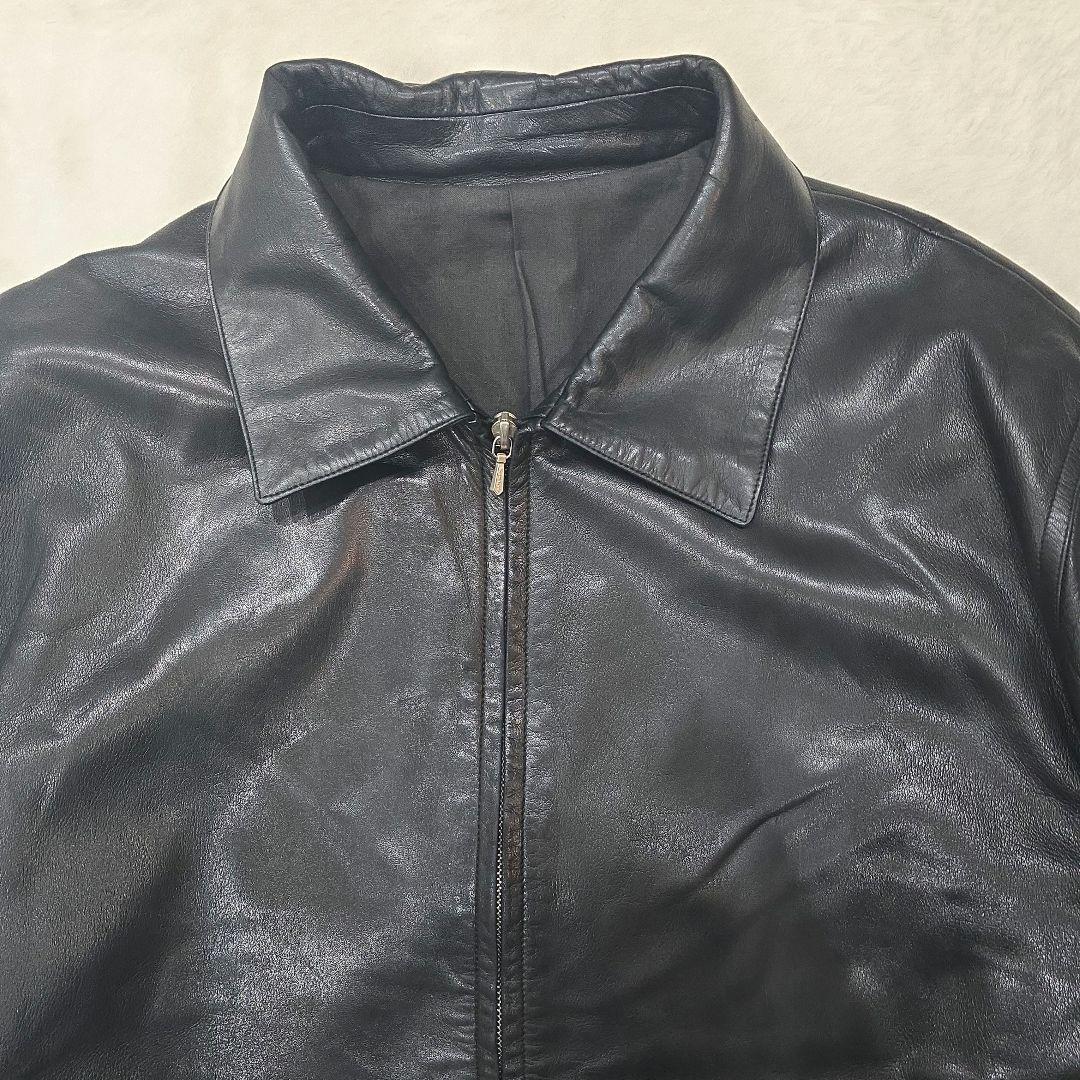 agnes b. リアルレザー シングルライダースジャケット ブラック