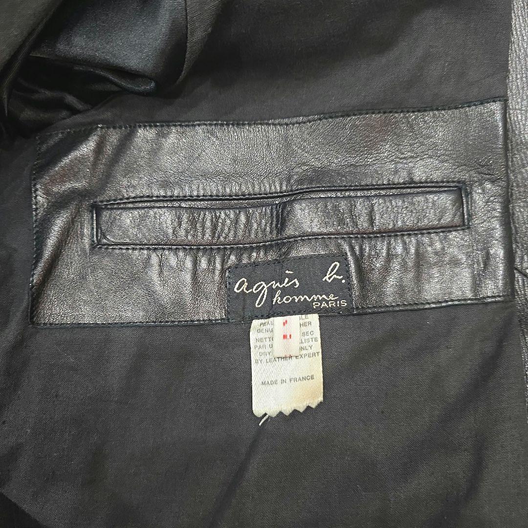 agnes b. リアルレザー シングルライダースジャケット ブラック