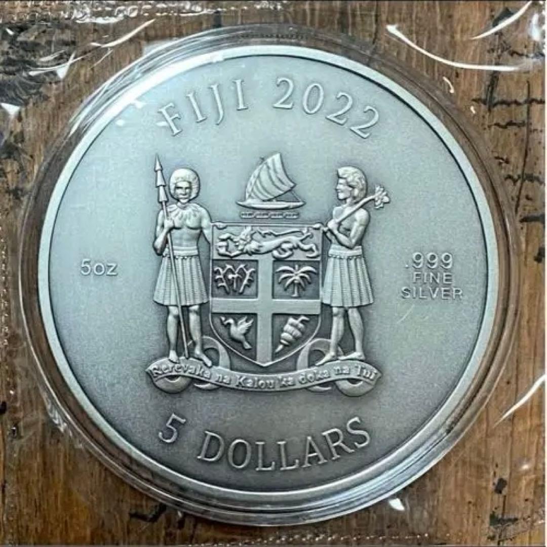 5オンス　アンティーク2022年 フィジー 5ドル 猫銀貨　限定500枚