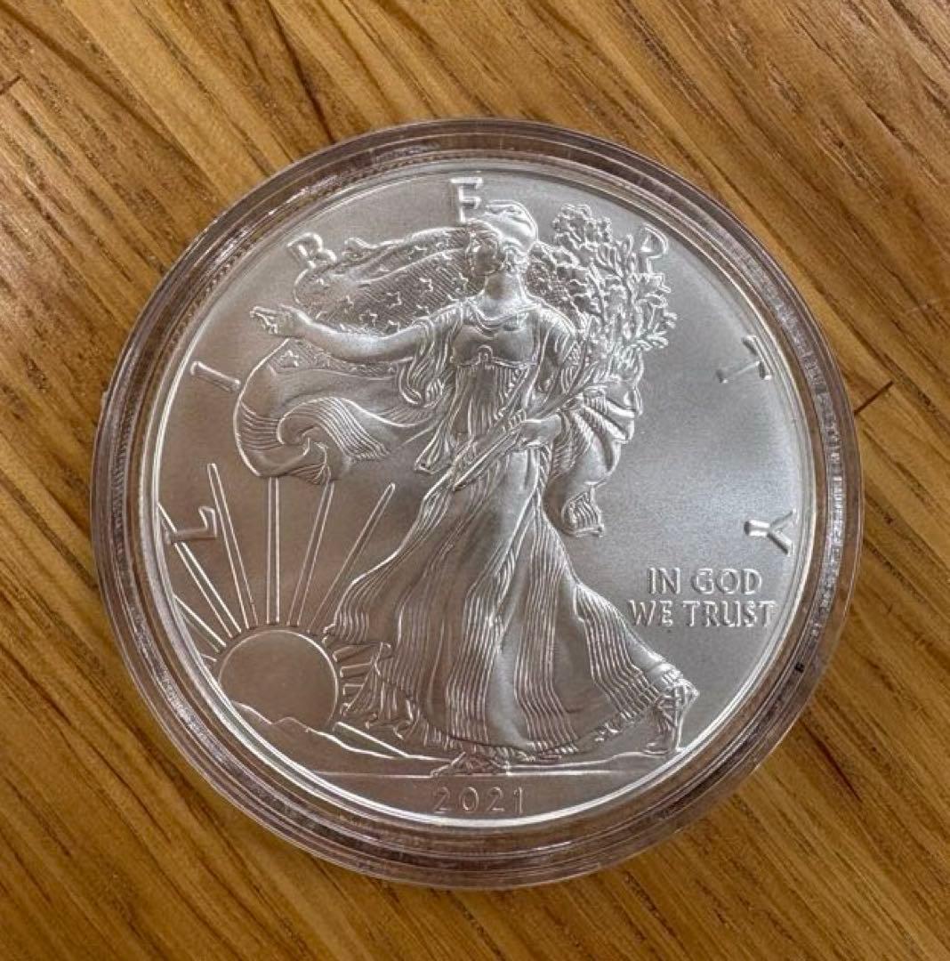 【ケース付】2021年（未使用）米国「イーグル」純銀　銀貨　1オンス