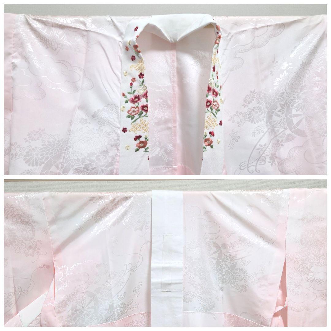 AI 美品 振袖フルセット 雪輪に桜 青 金駒刺繍 金彩 正絹 帯・襦袢・小物