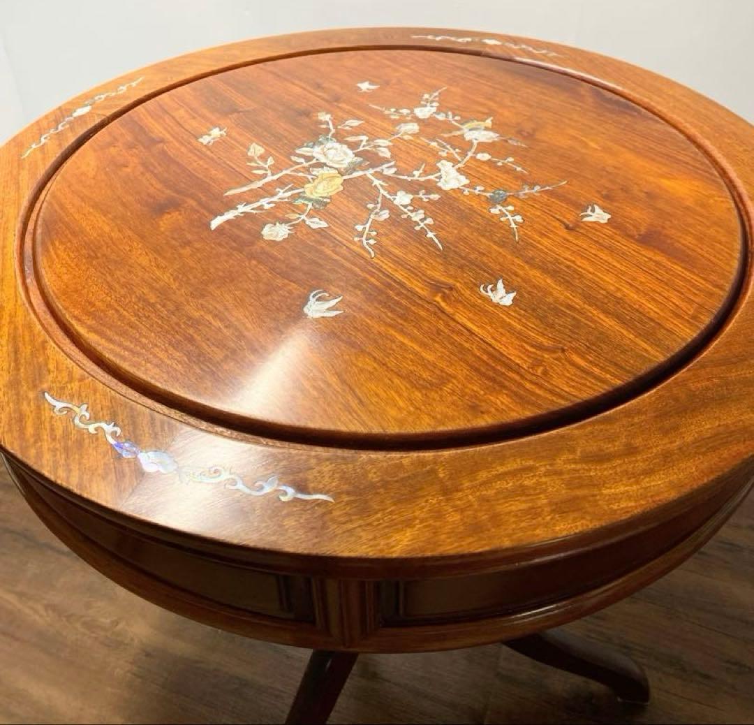 【まぁさん専用】螺鈿細工 アンティーク 中国家具 丸テーブル