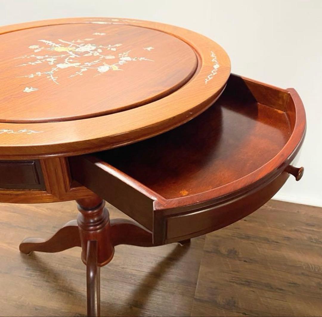 【まぁさん専用】螺鈿細工 アンティーク 中国家具 丸テーブル