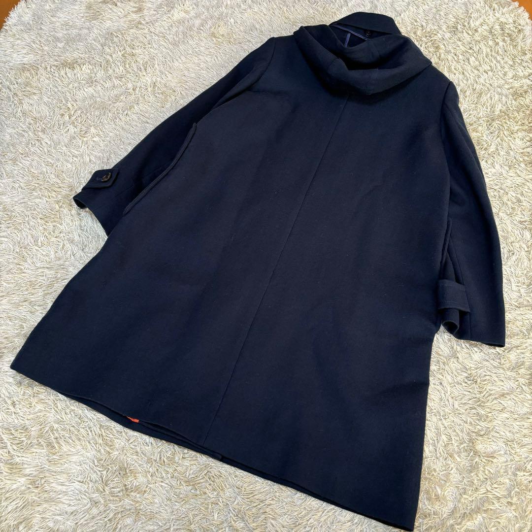 美品✨　ポールスミス　フード　ダブル　コート　ネイビー　大きいサイズ　42