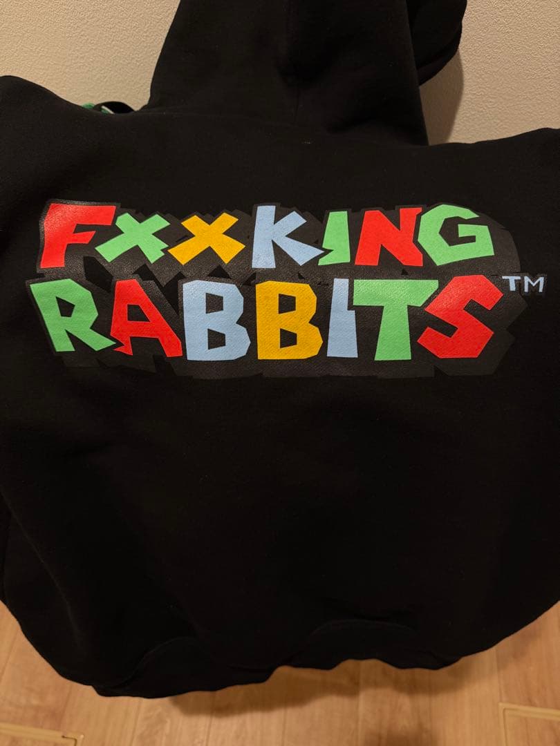 Fxxking Rabbits ブラックパーカー #FR2 マリオ柄