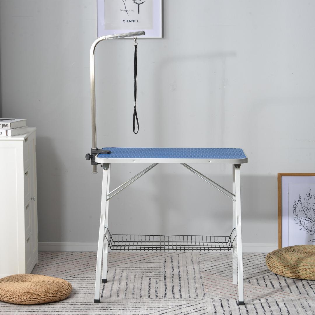 トリミングテーブル　折り畳み式　ペット用　爪切り　ブラッシング　BLUE