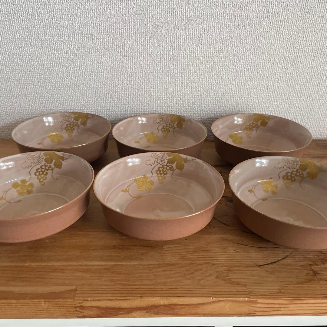 澤村陶哉　金彩葡萄紋向附　6客　鉢