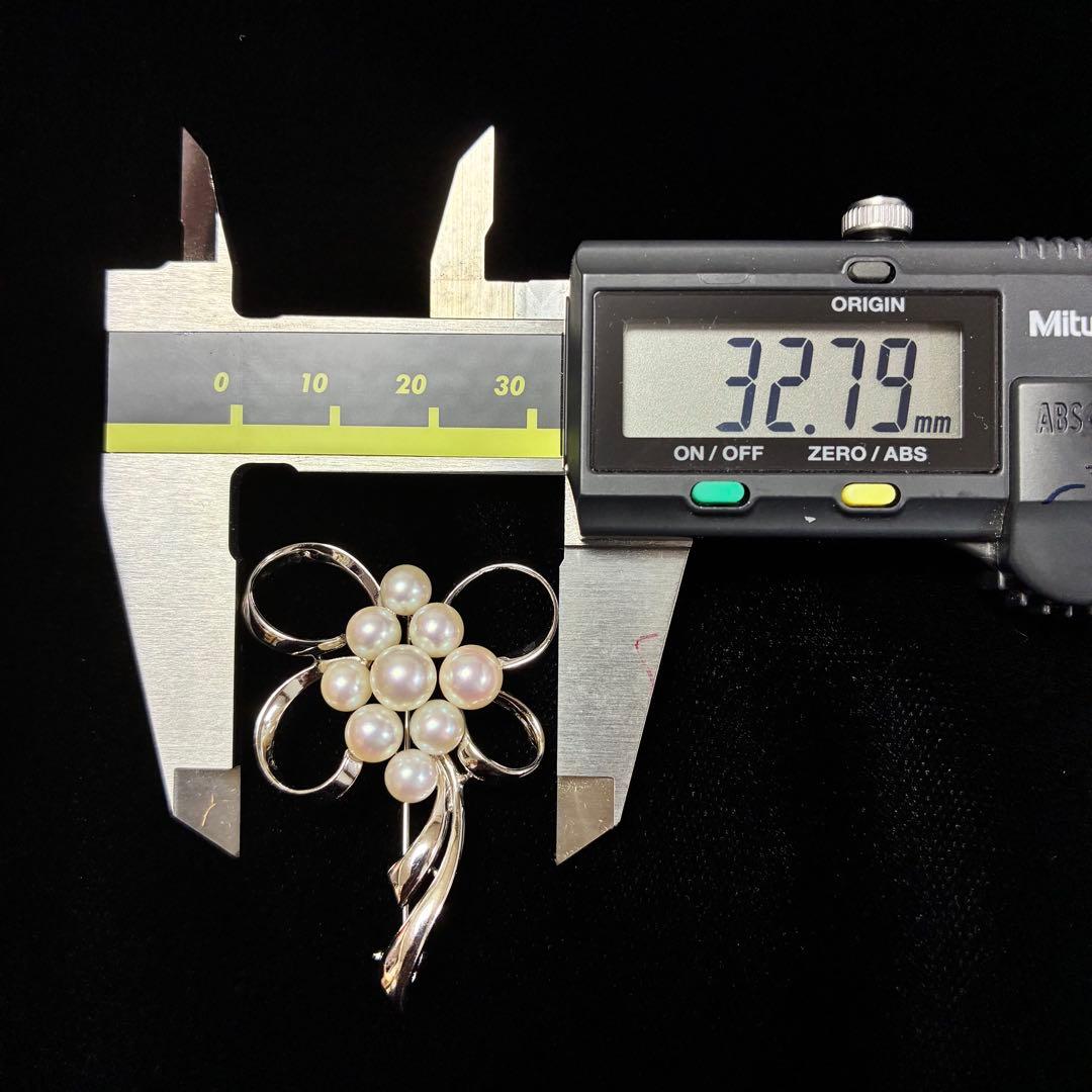 【ミキモト】MIKIMOTO ブローチ シルバー　パール　リボン　コサージュ