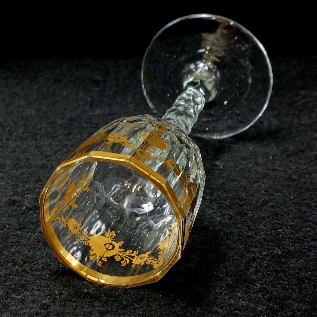 Y2590-7 オールドバカラ 金彩装飾 ステムグラス 高さ13.5㎝ 豪華金彩