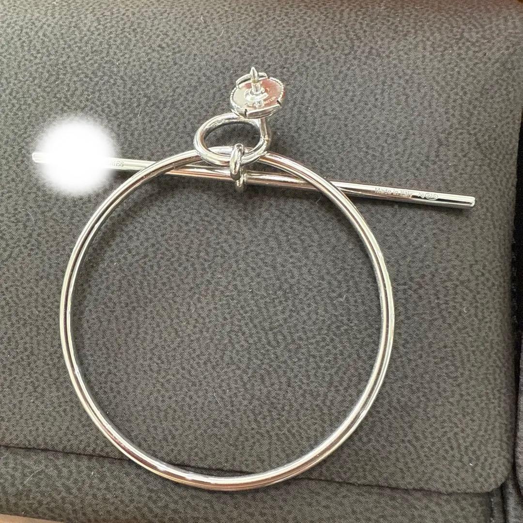 HERMES シルバー フープピアス