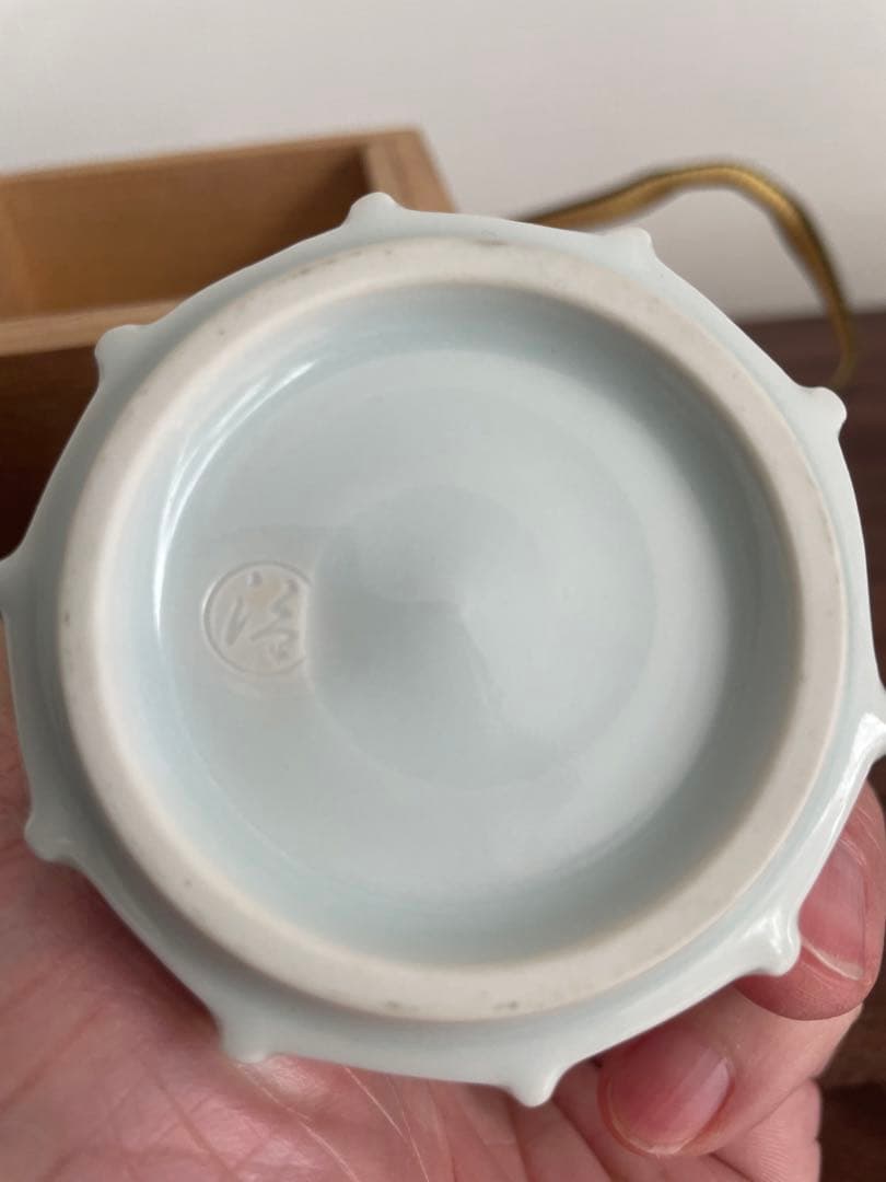 陶器香炉 銀製の蓋付き　刻印あり　古美術　骨董