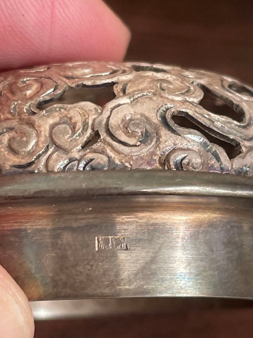 陶器香炉 銀製の蓋付き　刻印あり　古美術　骨董