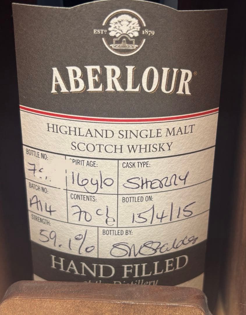 ウイスキー Aberlour Hand Filled 16 Yo Batch No.A14