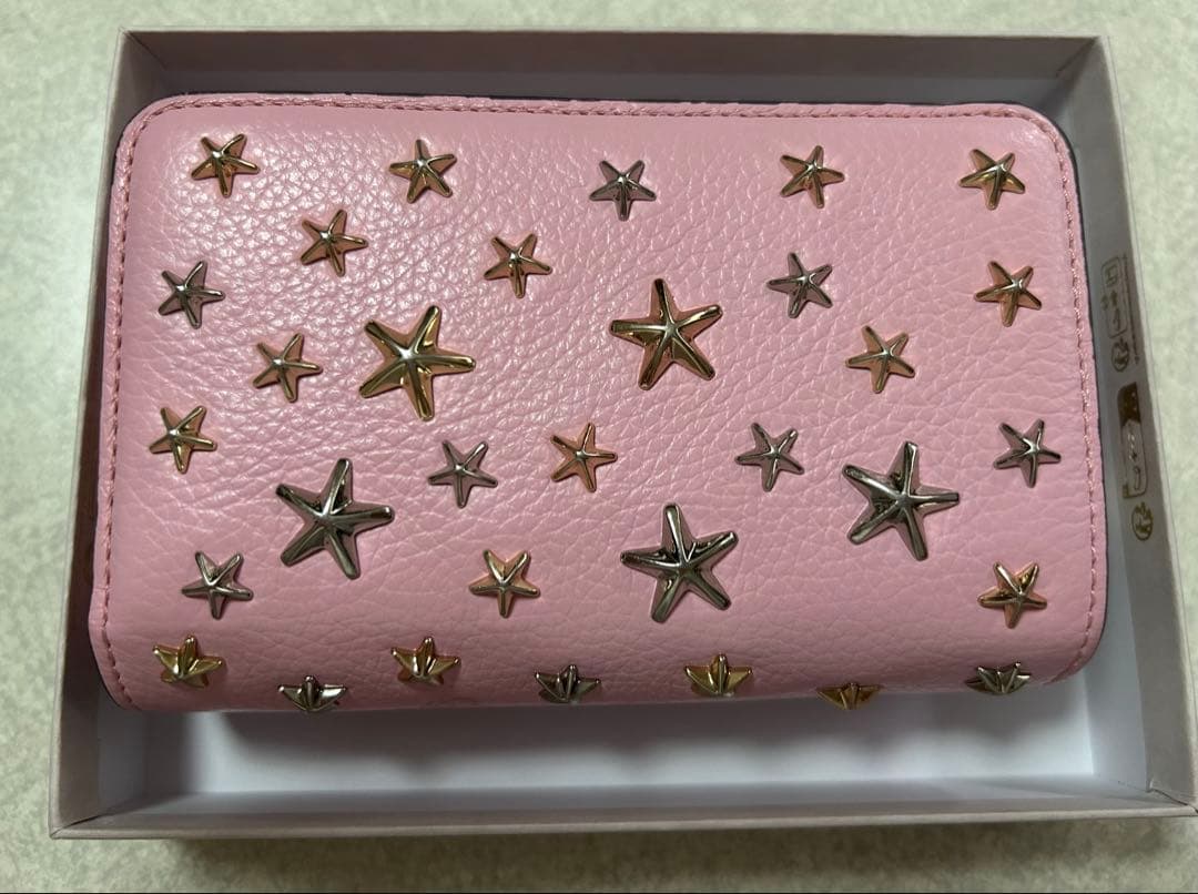 JIMMY CHOO ピンク 星型スタッズ 二つ折り財布　正規品！