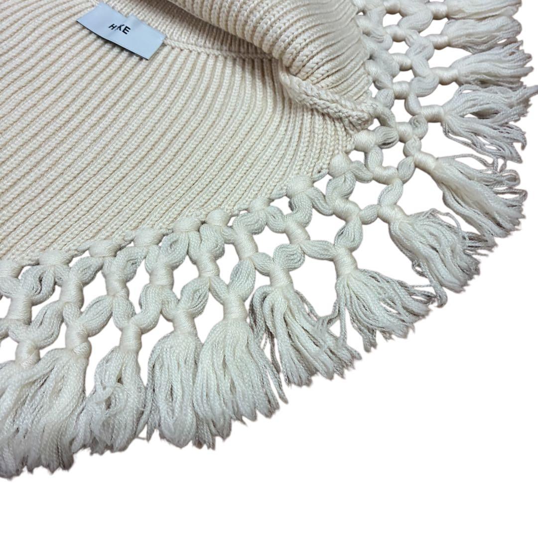 HYKE ハイク　ネックウォーマー　フリンジつけ襟　ホワイト　アイボリー　美品