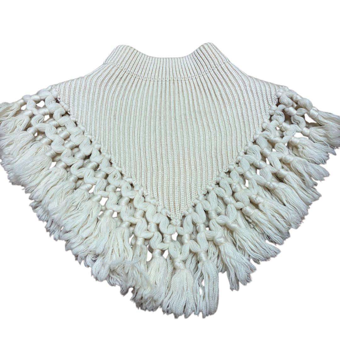 HYKE ハイク　ネックウォーマー　フリンジつけ襟　ホワイト　アイボリー　美品