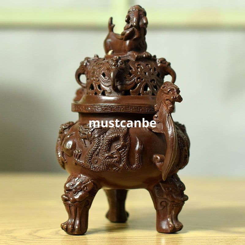 銅製 香炉 二龍炉 香薫炉 塔香炉 香道具 茶室 工芸品 置物