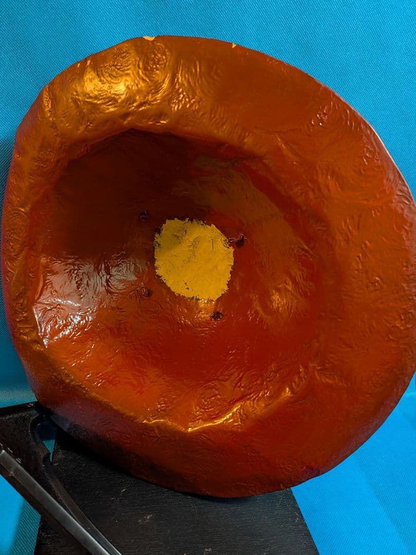 江戸時代中期〜後期頃黒漆塗り武家旧家蔵出し肥後熊本藩領陣笠前立て改良型当時物